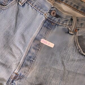 Levis 501 Vintage Mens Workwear 36x32 Light Wash Straight Leg Button Fly Jeans